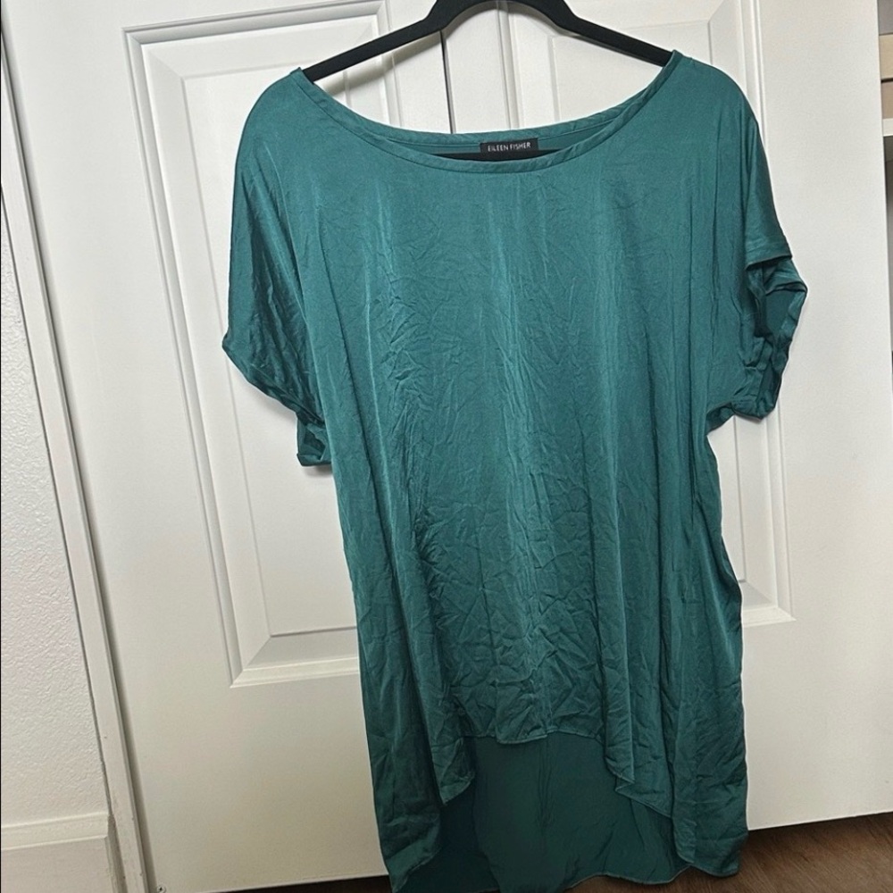 Eileen Fisher silk teal T-shirt